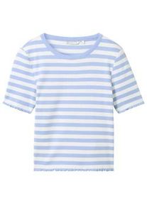 Tom Tailor DENIM Damen Gestreiftes T-Shirt, blau, Streifenmuster, Gr. XXL