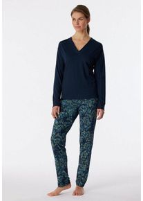 Schiesser Schlafanzug "Modern Nightwear" (Set, 2 tlg) Hose mit floralem Print, blau