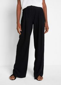 bonprix Palazzo-Hose mit Leinen sehr weit geschnitten, schwarz, Gr.48, L&auml;ssige Palazzo-Hose mit Leinen, mit sehr weit geschnitten Beinen., aus Leinen,Viskose