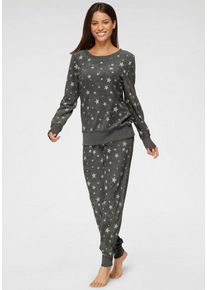 Vivance Dreams Pyjama (2 tlg) mit Alloverdruck, grau|weiß