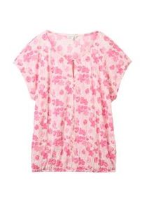 Tom Tailor Damen Gemustertes T-Shirt in Knitteroptik, rosa, Blumenmuster, Gr. XL