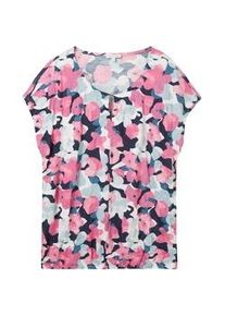 Tom Tailor Damen Gemustertes T-Shirt in Knitteroptik, rosa, Blumenmuster, Gr. S