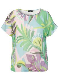 Via Appia Due Große Größen Chiffonbluse mit Blätterprint und Pailletten Gr. 44 grün für Damen