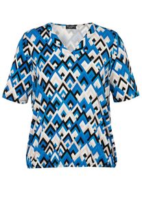 Via Appia Due Große Größen Shirt mit Grafik-Alloverdruck und Gummizugbund Gr. 48 blau bedruckt für Damen