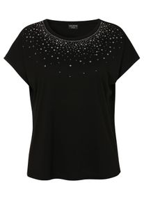 Via Appia Due Große Größen Shirt mit Paillettenbesatz am Ausschnitt Gr. 44 schwarz für Damen