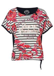 Via Appia Due Große Größen Shirt mit Motivdruck vorn, hinten unifarben Gr. 46 blau geblümt für Damen
