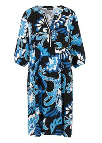 Via Appia Due Große Größen Kleid in A-Linie, mit Blumenprint und V-Ausschnitt Gr. 44 blau geblümt für Damen