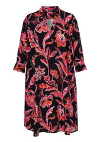 Via Appia Due Große Größen Hemdblusenkleid mit Blumenprint und 3/4-Ärmeln Gr. 54 blau geblümt für Damen