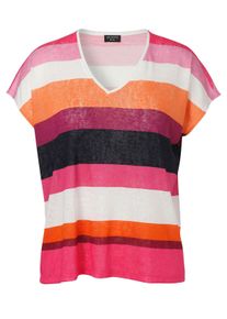 Via Appia Due Große Größen Shirt mit Multicolor-Blockstreifen Gr. 48 rot für Damen