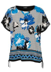 Via Appia Due Große Größen Shirt mit Frontprint und Bindeband am Saum Gr. 46 blau geblümt für Damen
