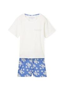 Tom Tailor Damen Kurz-Pyjama mit Blumenmuster, blau, Blumenmuster, Gr. S/36
