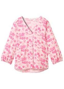 Tom Tailor Damen Bluse mit V-Ausschnitt, rosa, Blumenmuster, Gr. 36