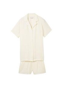 Tom Tailor Damen Unifarbener Pyjama, weiß, Uni, Gr. S/36