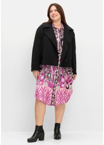 sheego loves miss goodlife Große Größen Kurze Jacke mit breitem Reverskragen Gr. 52 schwarz von sheego für Damen