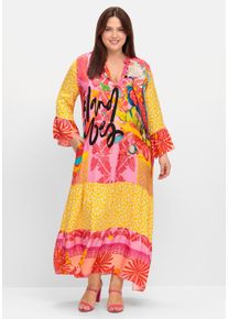 sheego loves miss goodlife Große Größen Maxikleid im Mustermix, mit Volants Gr. 48 pink von sheego für Damen