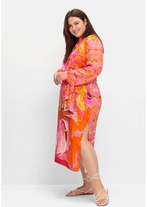 sheego loves miss goodlife Große Größen Midikleid im Mustermix, mit Stehkragen Gr. 50 orange von sheego für Damen