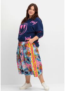 sheego loves miss goodlife Große Größen Maxirock im Mustermix, aus Viskose-Satin Gr. 42 blau geblümt von sheego für Damen