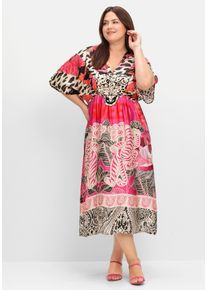 sheego loves miss goodlife Große Größen Maxikleid im Mustermix, mit weiten Ärmeln Gr. 56 pink von sheego für Damen
