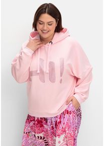 sheego loves miss goodlife Große Größen Kapuzensweatshirt mit Glitzersteinen und Rückenprint Gr. 54 rosa von sheego für Damen