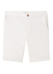 Tom Tailor Herren Regular Shorts mit Leinen, weiß, Uni, Gr. 30