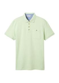 Tom Tailor Herren Poloshirt mit Struktur, grün, Uni, Gr. XXL