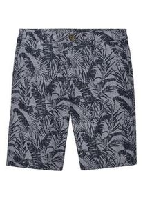 Tom Tailor Herren Regular Shorts mit Leinen, blau, Allover Print, Gr. 30