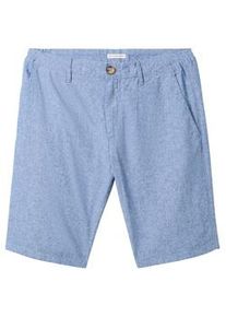 Tom Tailor Herren Regular Shorts mit Leinen, blau, Uni, Gr. 30