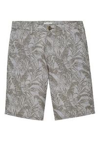 Tom Tailor Herren Regular Shorts mit Leinen, grün, Allover Print, Gr. 30
