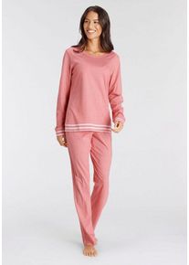 Vivance Dreams Pyjama (2 tlg) mit gestreiften Bündchen, rosa