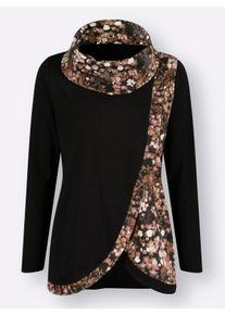 sheego Große Größen Longshirt mit floralem Druck, schwarz-cognac-bedruckt, Größe 38 - Damen