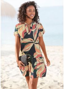 s.Oliver Blusenkleid mehrfarbig Gr. 34 für Damen. V-Ausschnitt und Allover-Druck. Figurumspielend. Nachhaltig.