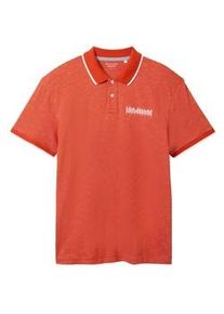 Tom Tailor Herren Poloshirt mit Logoprint, orange, Streifenmuster, Gr. XXL
