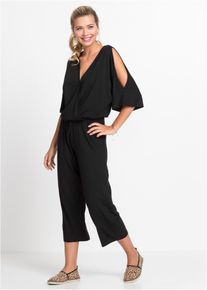 bonprix Jersey-Jumpsuit aus flie&szlig;ender Viskose, schwarz, Gr.48/50 (XL), Traumhafter Jumpsuit mit raffinierten Details, aus Viskose