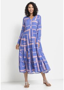 Lascana Maxikleid mehrfarbig Gr. 34 für Damen. V-Ausschnitt und Allover-Druck. Figurumspielend. Nachhaltig.