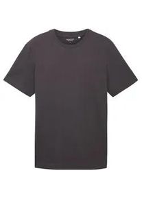 Tom Tailor Herren T-Shirt mit Piqué Struktur, schwarz, Uni, Gr. XXL