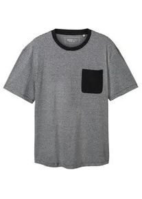 Tom Tailor DENIM Herren Gestreiftes T-Shirt, schwarz, Streifenmuster, Gr. XL