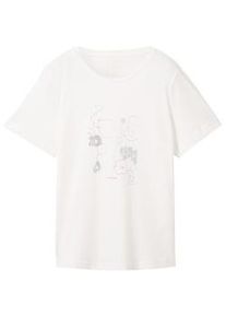 Tom Tailor Damen T-Shirt mit Print, weiß, Print, Gr. XXL