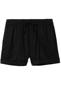 Tom Tailor DENIM Damen Shorts mit Leinen, schwarz, Uni, Gr. XL