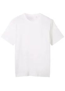 Tom Tailor Herren T-Shirt mit Piqué Struktur, weiß, Uni, Gr. XXL