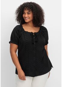 sheego by Joe Browns Große Größen Bluse mit Lochstickerei und Carmen-Ausschnitt Gr. 40 schwarz von sheego für Damen