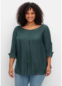 Große Größen Tunika mit Ärmel-Details und V-Ausschnitt hinten Gr. 60 grün von sheego für Damen