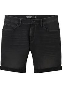 Tom Tailor DENIM Herren Regular Jeans Shorts, schwarz, Uni, Gr. XL