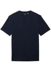 Tom Tailor Herren T-Shirt mit Piqué Struktur, blau, Uni, Gr. XL
