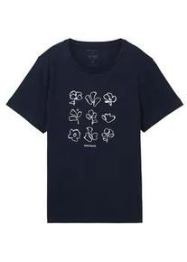 Tom Tailor Damen T-Shirt mit Print, blau, Print, Gr. XXL