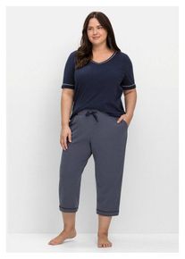 sheego Pyjamahose Große Größen mit Kontrastdetails und Eingrifftaschen, blau