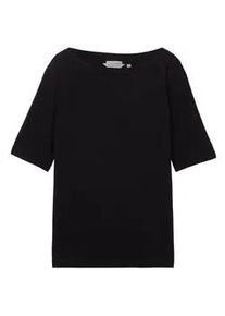 Tom Tailor Damen T-Shirt mit Bio-Baumwolle, schwarz, Uni, Gr. M
