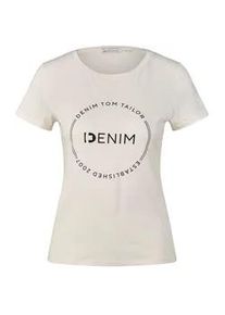 Tom Tailor DENIM Damen T-Shirt mit Logo Print, braun, Logo Print, Gr. XL