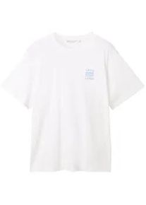 Tom Tailor DENIM Damen Boyfriend T-Shirt mit Print, weiß, Print, Gr. XXL