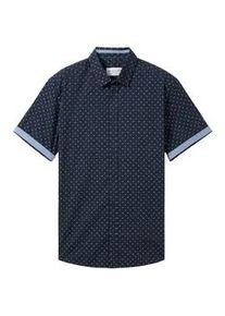 Tom Tailor Herren Hemd mit Allover-Print, blau, Allover Print, Gr. XXL