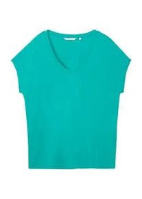 Tom Tailor DENIM Damen Fließendes T-Shirt, grün, Uni, Gr. XL
